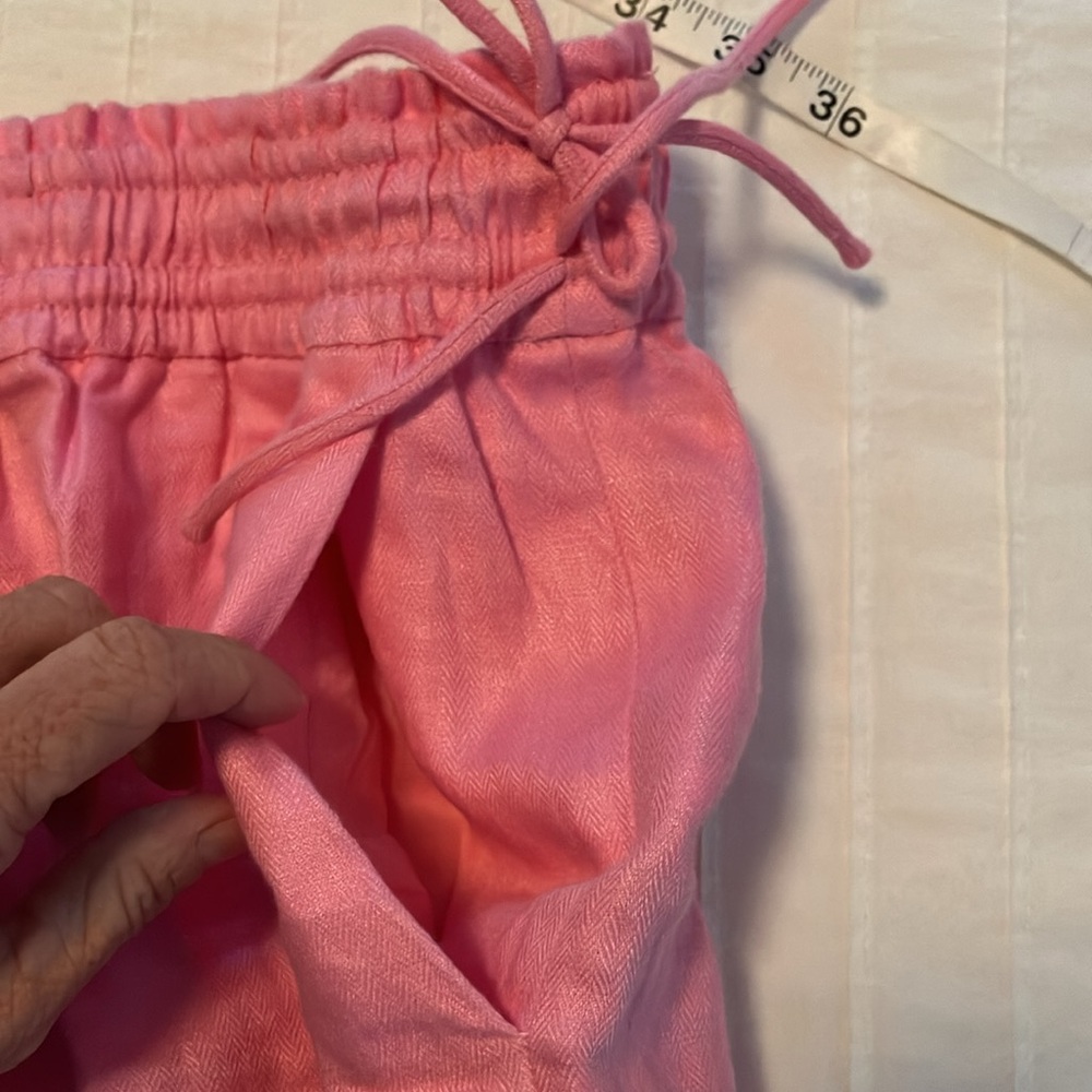 J Crew pink linen elastic waist pull on shorts - Picture 8 of 9